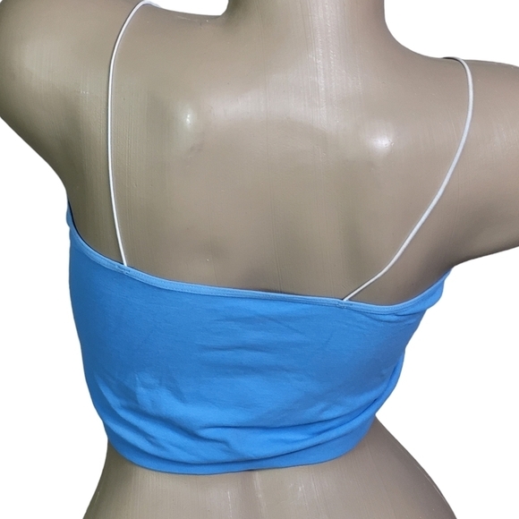 Free People Intimately Square Neck Skinny Strap Brami Crop Tank Top Blue NWOT - Picture 5 of 6